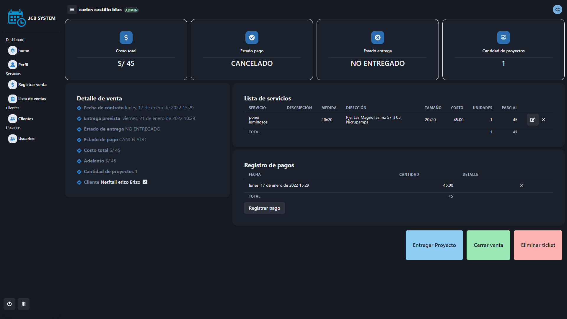 Sistema Gestor de venta de servicios