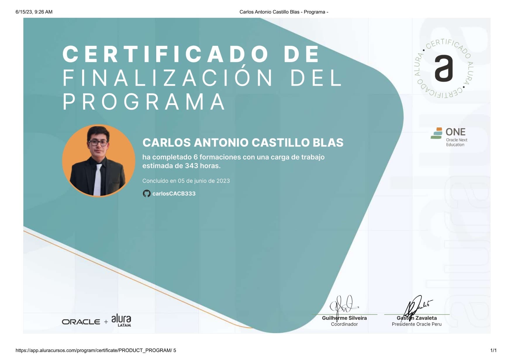 desarrollo backend - oracle next education